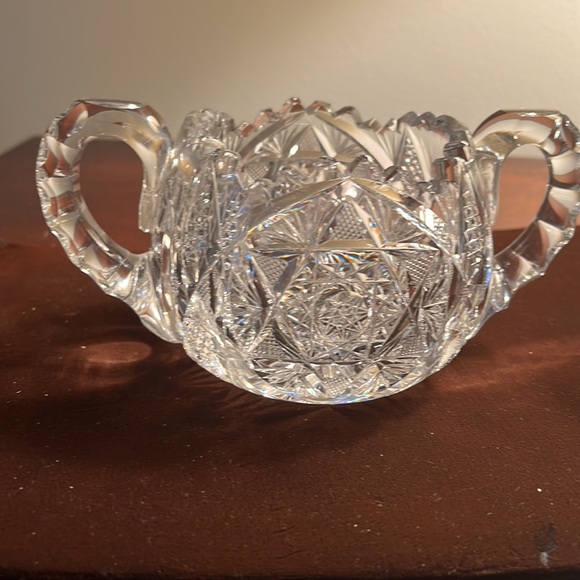 Antique beautiful crystal glass creamer and sugar - Picture 4 of 5